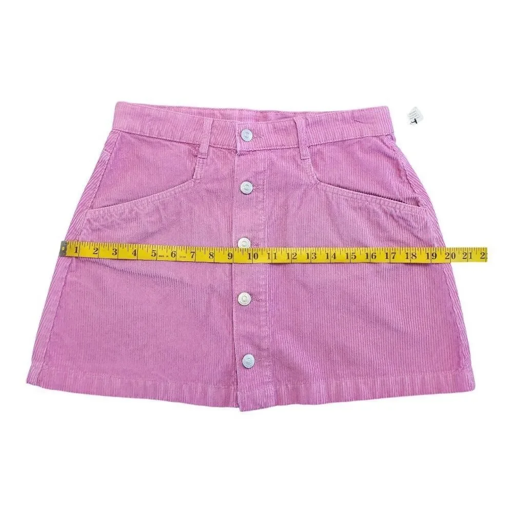 NWT FREE PEOPLE‎ Pink Frosting Button-Down Mini Skirt Size 8 Corduroy Pockets
